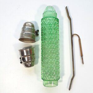 Vintage Art Deco Wall Lamp bullet torpedo glass shade sconce 1930's GREEN - RARE